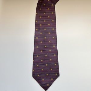 vintage Calvin Klein Purple gold square silk tie wedding formal office corporate
